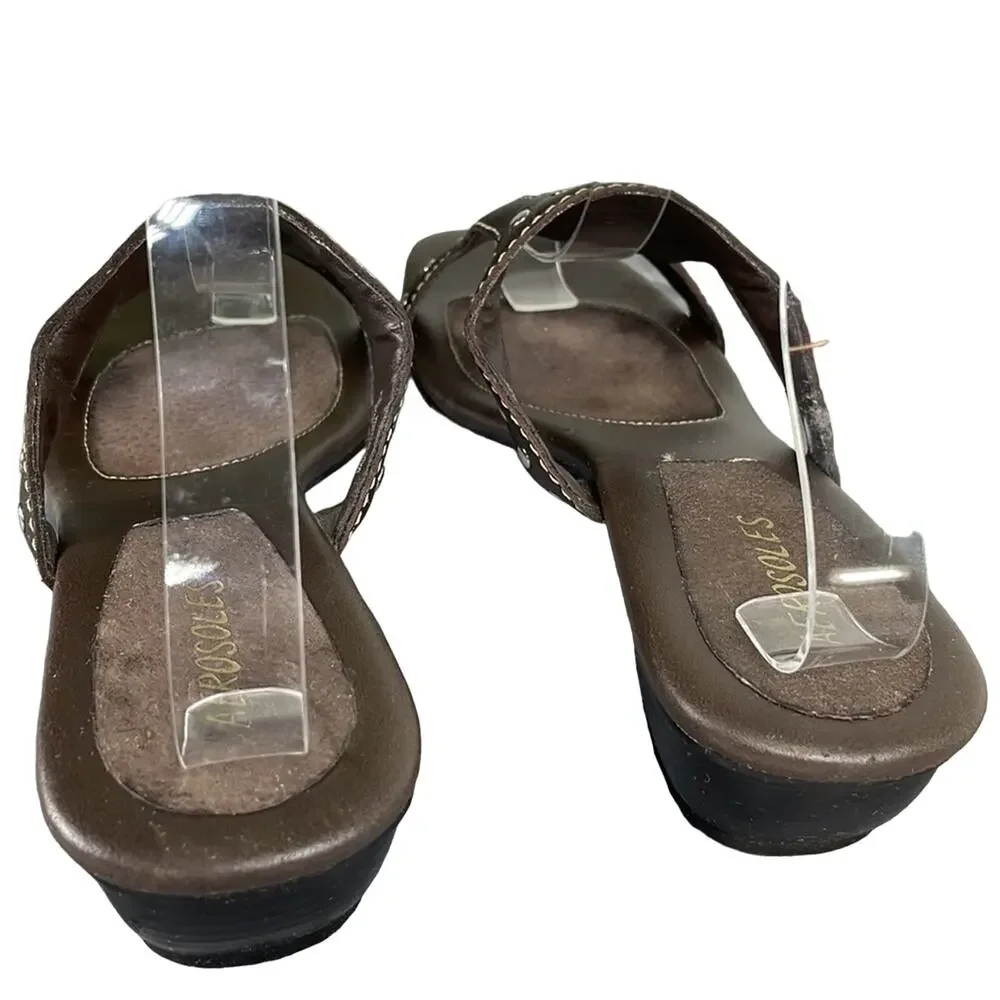 Aerosoles Brown Tan Two Tone Comfort Sandals Flexible Sole Lightweight Summer